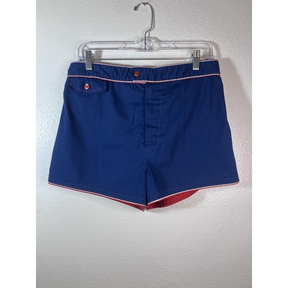 VTG 50S 60S Cal Surf California USA Men's Swim Trunks Navy Red Piping Size Med